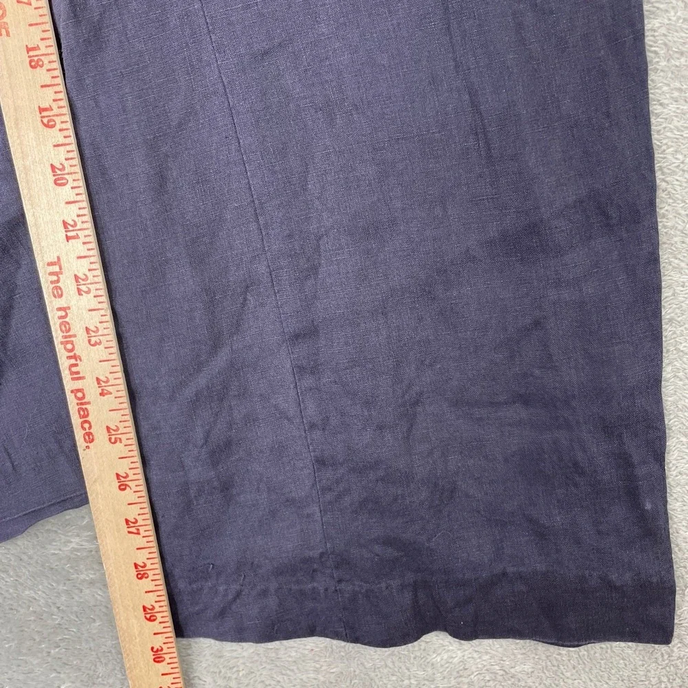H&M Pants Womens 4 (26x29.5) Purple Linen Wide Leg Braided Belt Coastal Boho